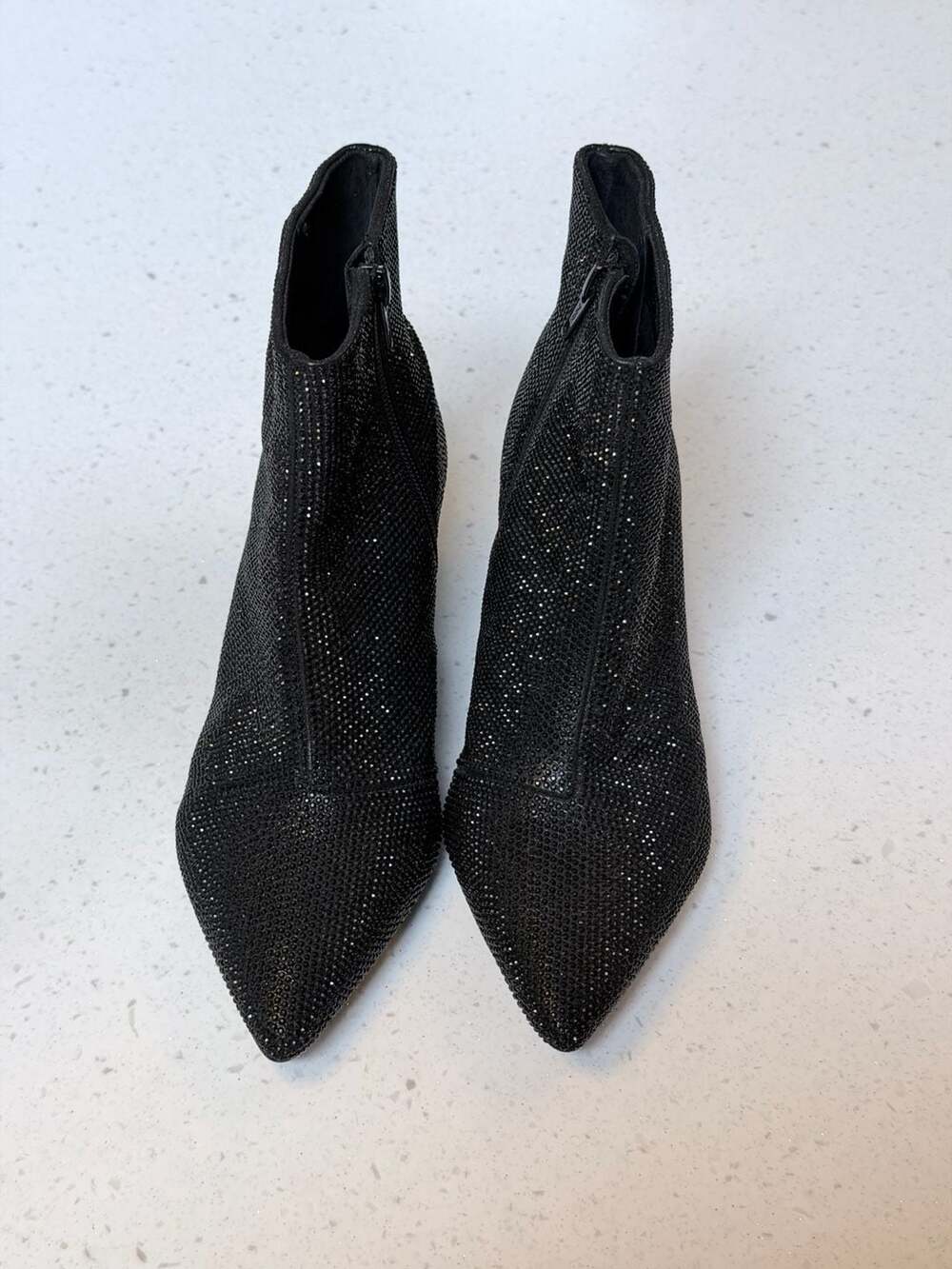Alex Marie Rhinestone Pointed Toe Kitten Heel Ankle Boots